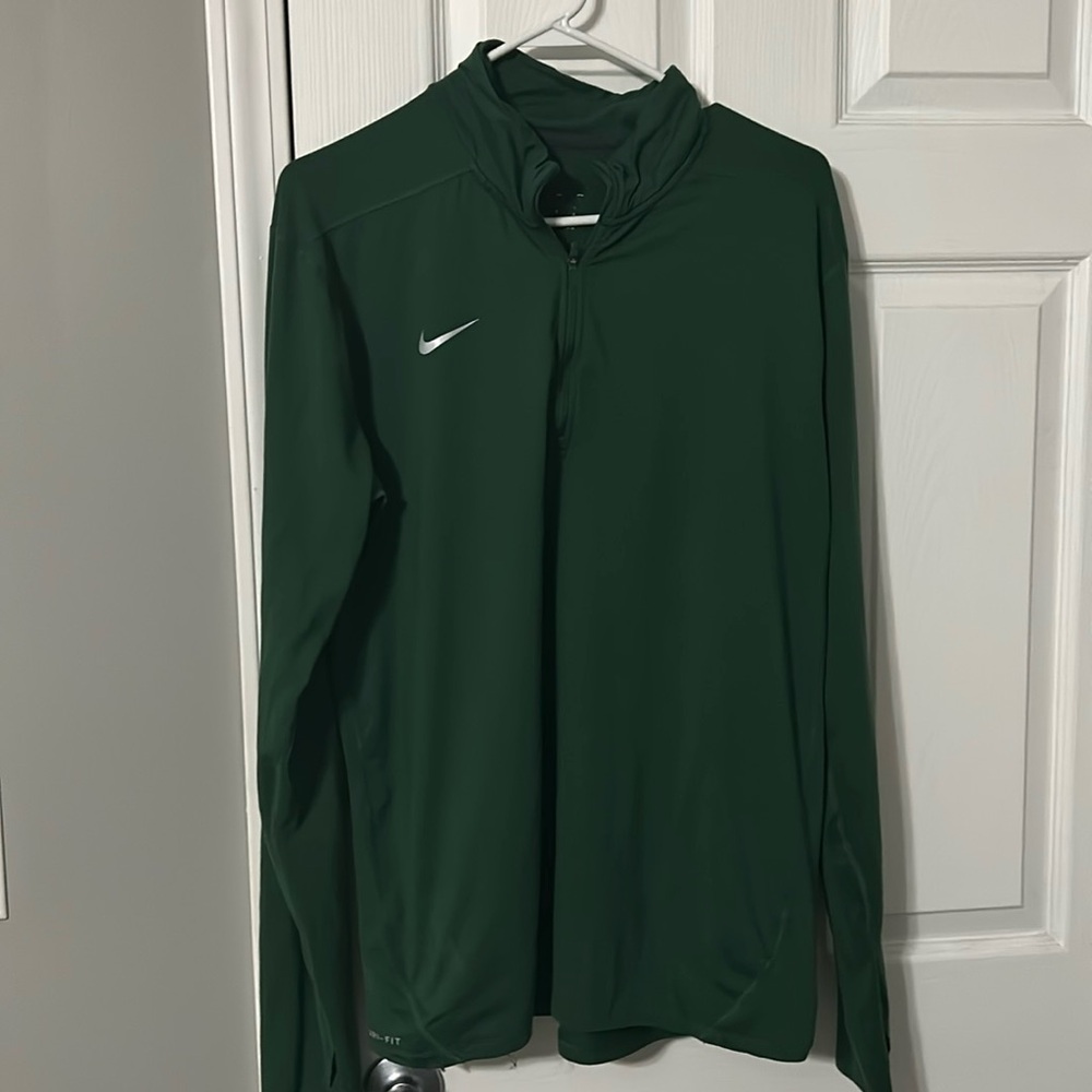 Nike army green, dri-fit quarter zip lightweight pullover